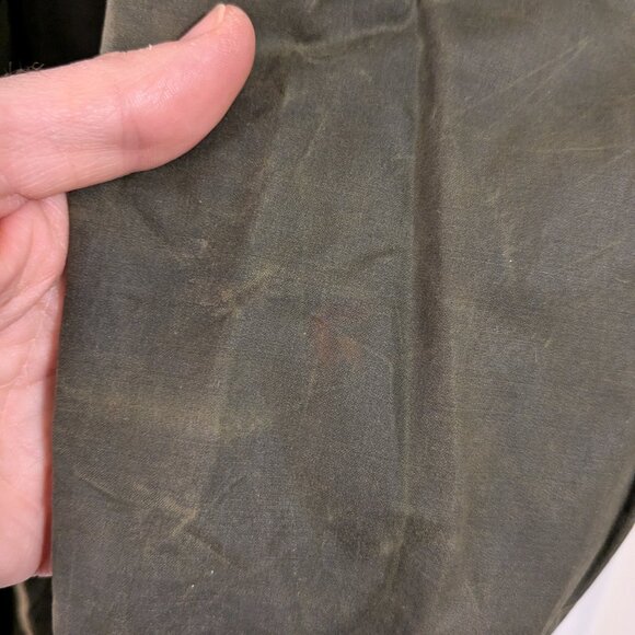 Vintage Barbour Green Waxed Cotton Double-Breasted Trench Coat - Picture 7 of 7